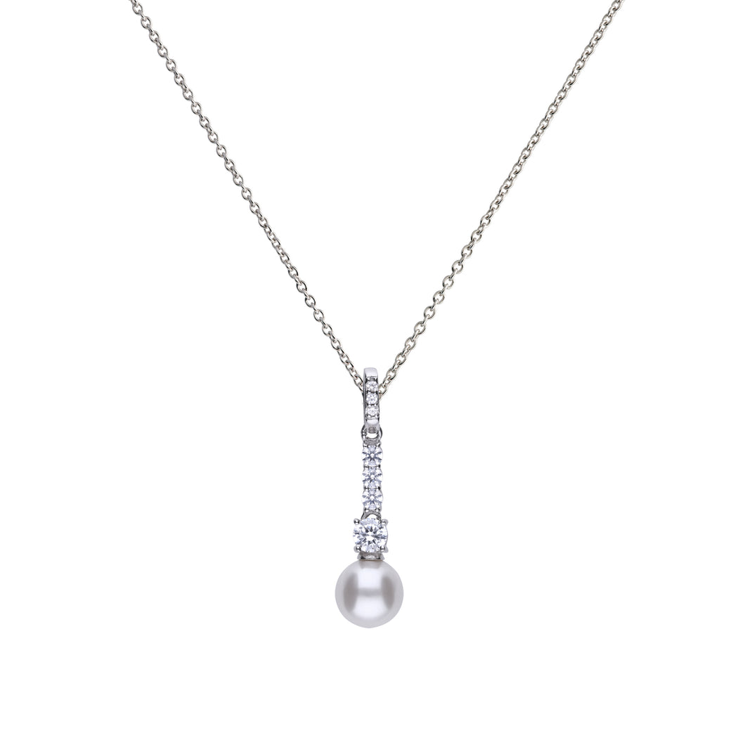 Collana con perla in argento e zirconi ricoperta di platino Diamonfire Pearls