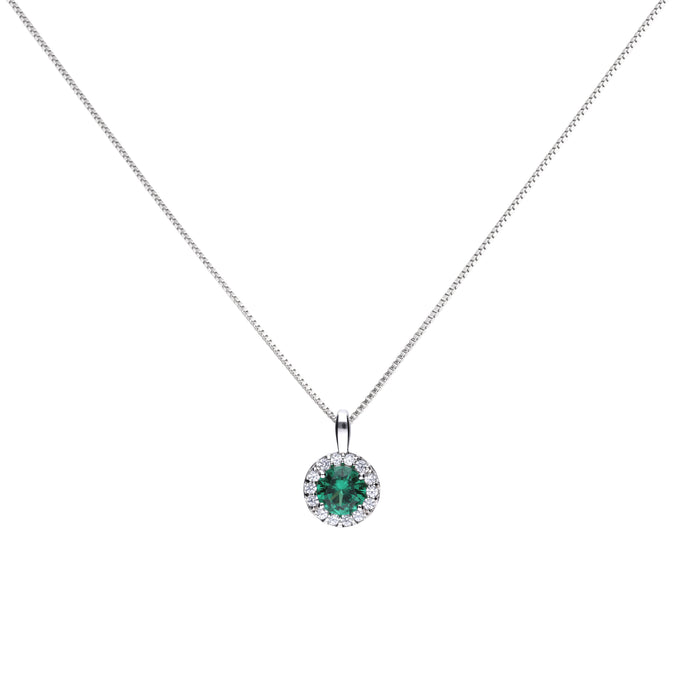 Collana verde in argento e zirconi ricoperta di platino Diamonfire Royal