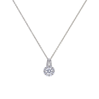 Collana fiore in argento e zirconi ricoperta di platino Diamonfire Brilliant