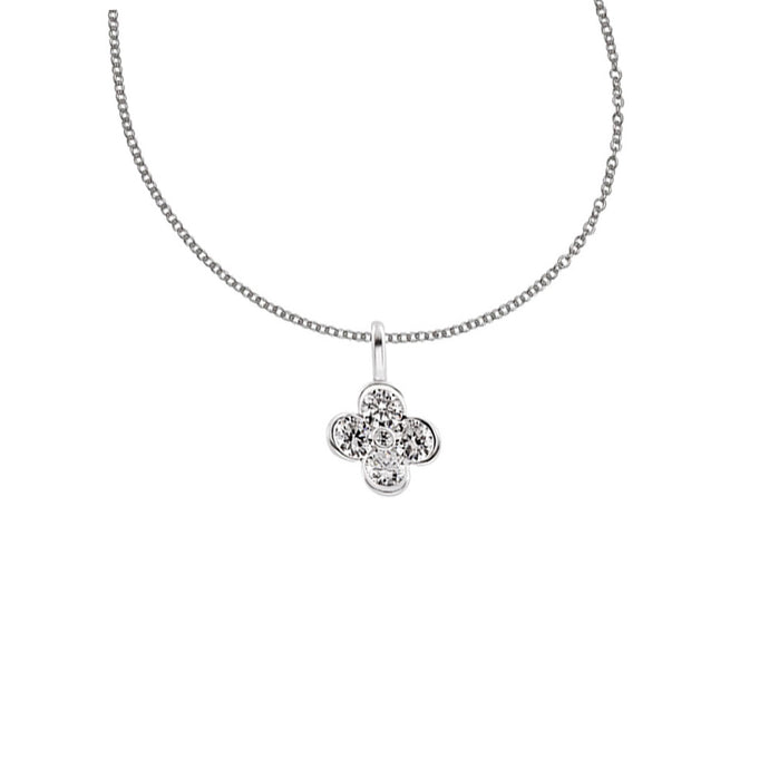 Collana quadrifoglio in argento e zirconi ricoperta di platino Diamonfire