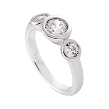 Charger l&#39;image dans la galerie, Anello trilogy in argento e zirconi ricoperto di platino Diamonfire Bridal
