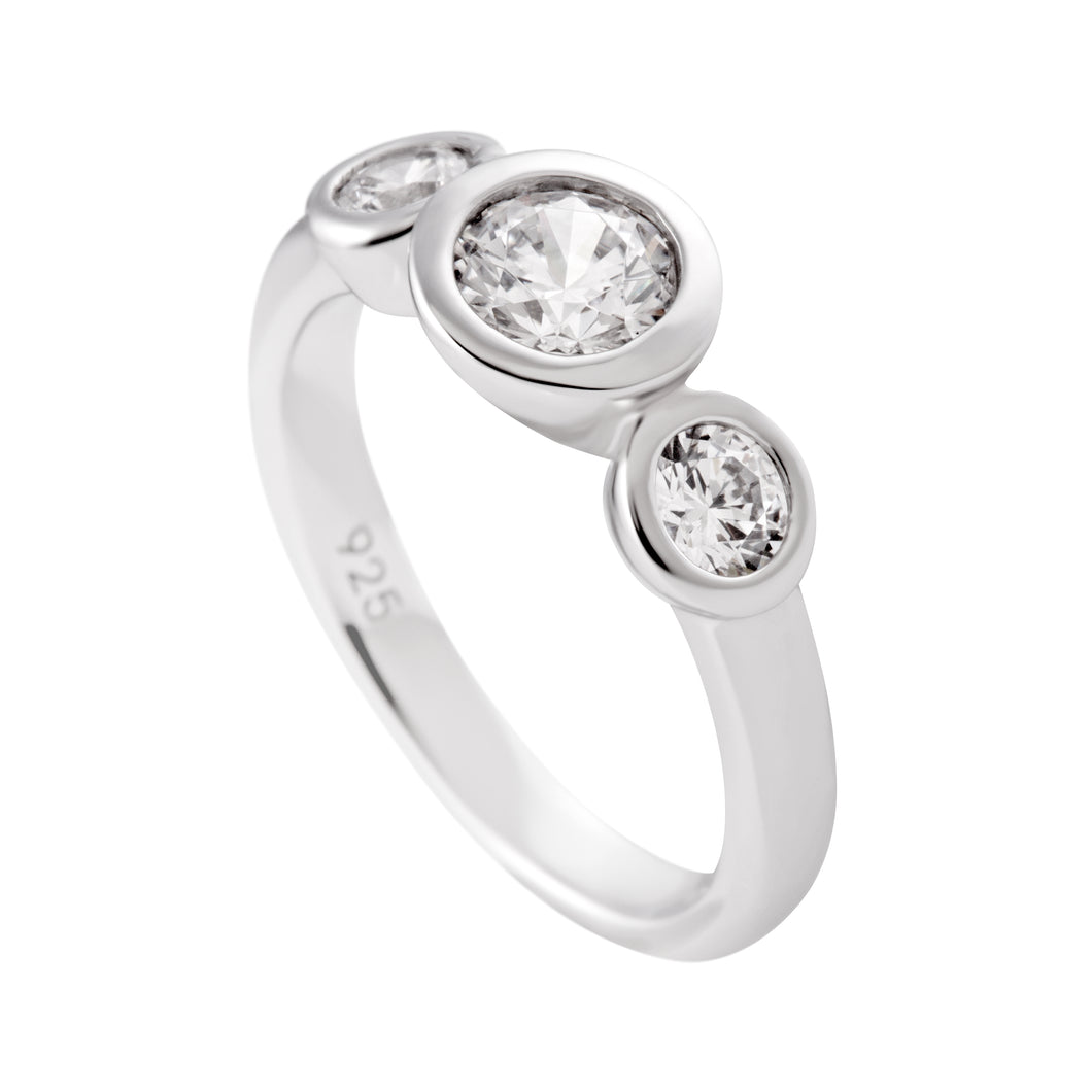 Anello trilogy in argento e zirconi ricoperto di platino Diamonfire Bridal