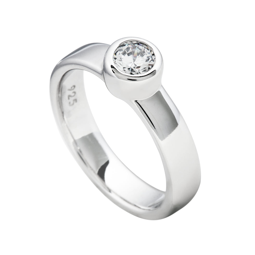 Anello solitario punto luce 0,5 ct in argento e zirconi ricoperto di platino Diamonfire