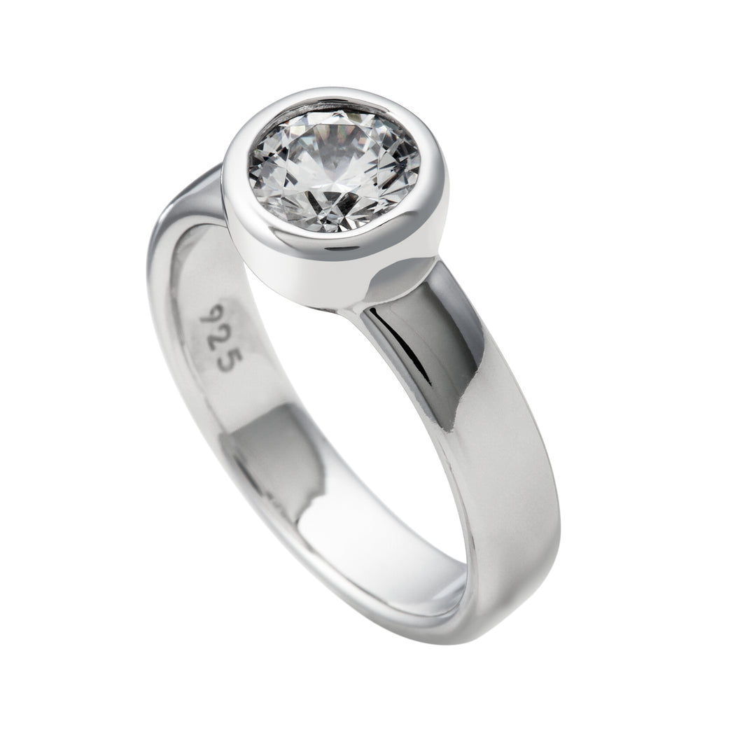 Anello solitario punto luce 1,5 ct in argento e zirconi ricoperto di platino Diamonfire