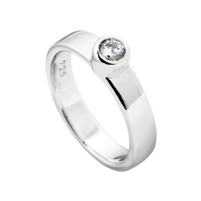 Anello solitario punto luce 0,25 ct in argento e zirconi ricoperto di platino Diamonfire