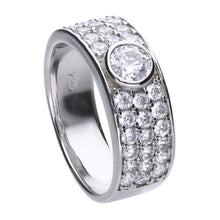 將圖片載入圖庫檢視器 Anello fascia pavè in argento e zirconi ricoperto di platino Diamonfire Classic
