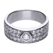 將圖片載入圖庫檢視器 Anello fascia pavè in argento e zirconi ricoperto di platino Diamonfire Classic
