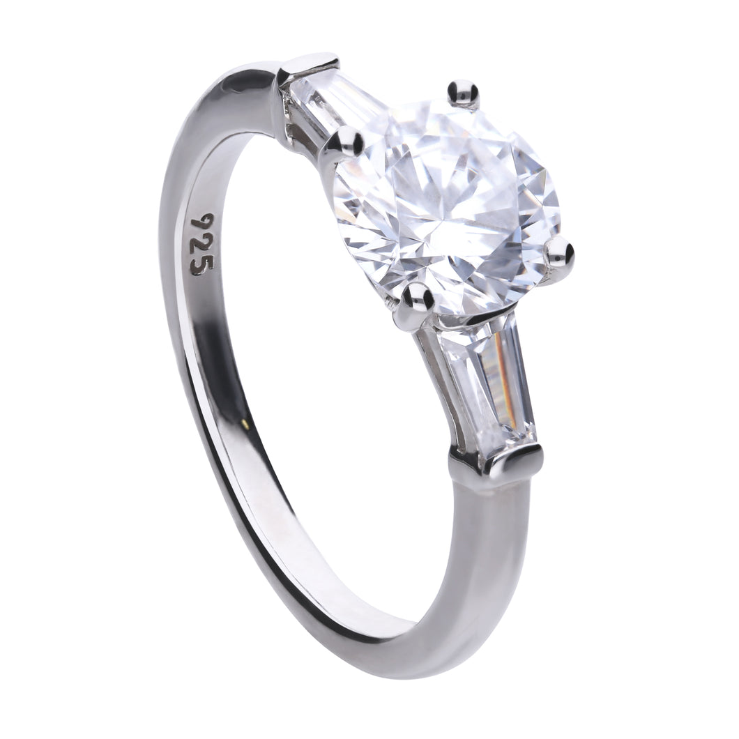 Anello solitario in argento e zirconi ricoperto di platino Diamonfire Bridal