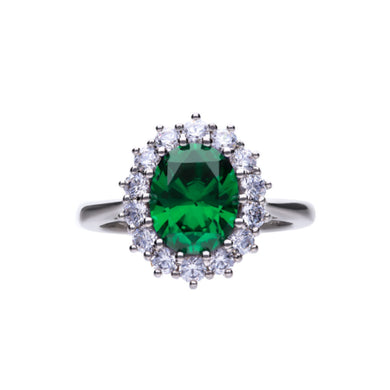 Anello verde in argento e zirconi ricoperto di platino Diamonfire Royal