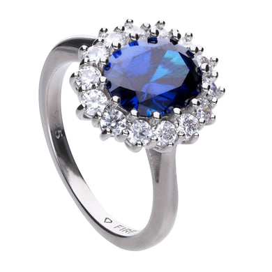 Anello blu in argento e zirconi ricoperto di platino Diamonfire Royal