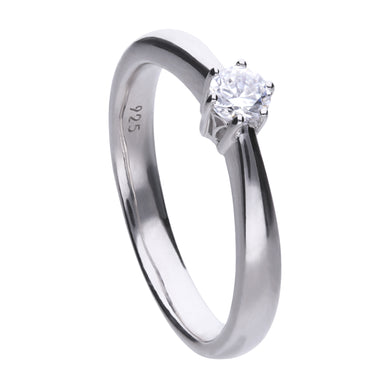 Anello solitario punto luce 0,25 ct in argento e zirconi ricoperto di platino Diamonfire Classic