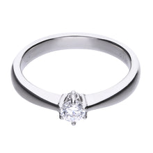 Load image into Gallery viewer, Anello solitario punto luce 0,25 ct in argento e zirconi ricoperto di platino Diamonfire Classic
