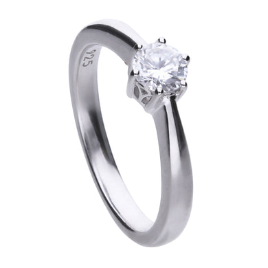 Anello solitario punto luce 0,5 ct in argento e zirconi ricoperto di platino Diamonfire Classic