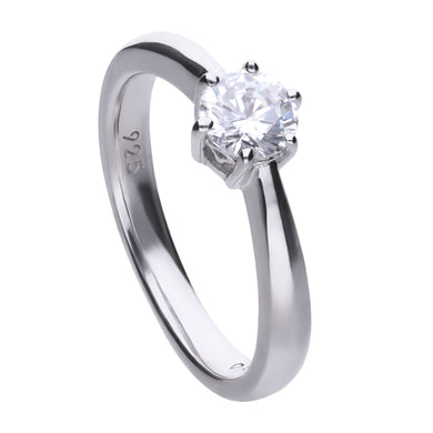 Anello solitario punto luce 0,75 ct in argento e zirconi ricoperto di platino Diamonfire Classic