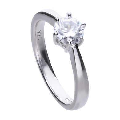 Anello solitario punto luce 1,0 ct in argento e zirconi ricoperto di platino Diamonfire Classic