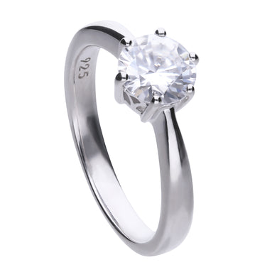 Anello solitario punto luce 1,5 ct in argento e zirconi ricoperto di platino Diamonfire Classic