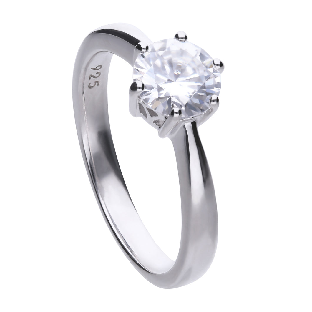 Anello solitario punto luce 1,5 ct in argento e zirconi ricoperto di platino Diamonfire Classic