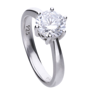 Anello solitario punto luce 2,0 ct in argento e zirconi ricoperto di platino Diamonfire Classic