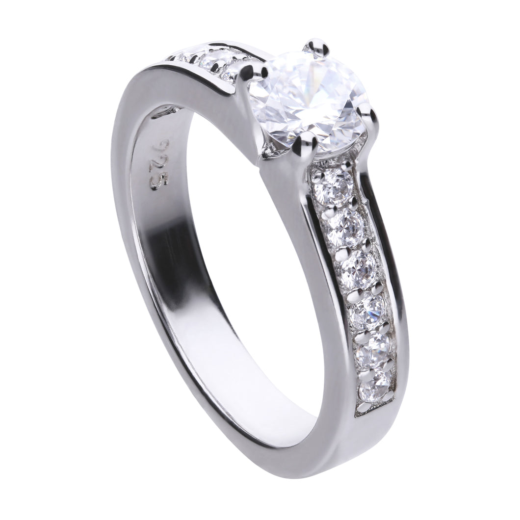 Anello solitario in argento e zirconi ricoperto di platino Diamonfire Bridal