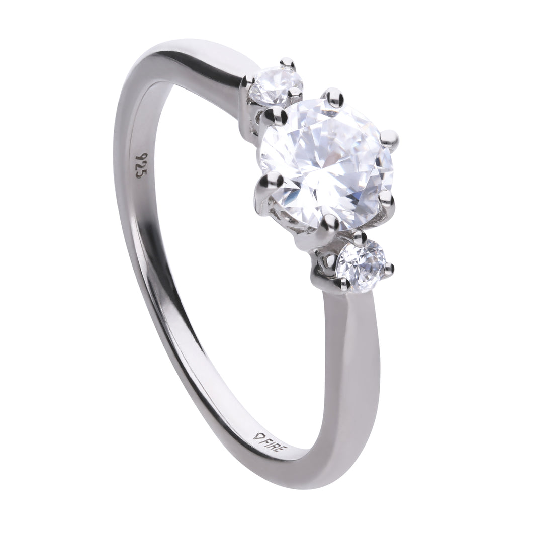 Anello solitario in argento e zirconi ricoperto di platino Diamonfire Bridal