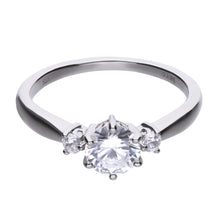 Load image into Gallery viewer, Anello solitario in argento e zirconi ricoperto di platino Diamonfire Bridal
