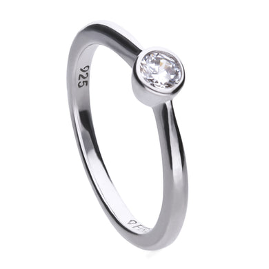 Anello solitario punto luce 0,25 ct in argento e zirconi ricoperto di platino Diamonfire Classic