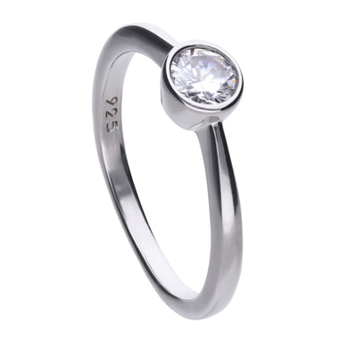 Anello solitario punto luce 0,5 ct in argento e zirconi ricoperto di platino Diamonfire Classic