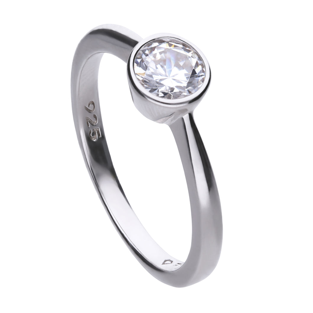 Anello solitario punto luce 0,75 ct in argento e zirconi ricoperto di platino Diamonfire Classic