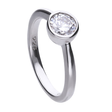 Anello solitario punto luce 1,0 ct in argento e zirconi ricoperto di platino Diamonfire Classic