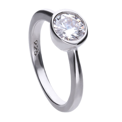 Anello solitario punto luce 1,5 ct in argento e zirconi ricoperto di platino Diamonfire Classic