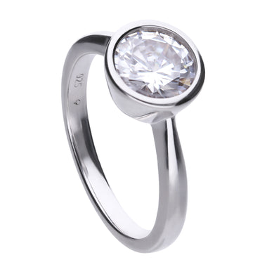 Anello solitario punto luce 2,0 ct in argento e zirconi ricoperto di platino Diamonfire Classic