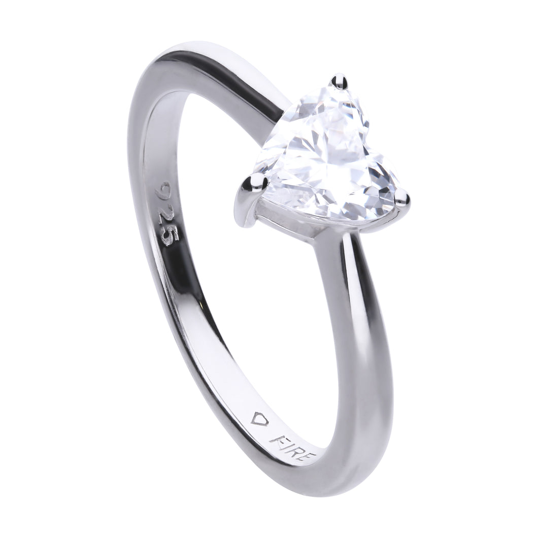 Anello cuore in argento e zirconi ricoperto di platino Diamonfire Bridal