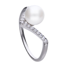 Load image into Gallery viewer, Anello in argento con perla e zirconi ricoperto di platino Diamonfire Pearls
