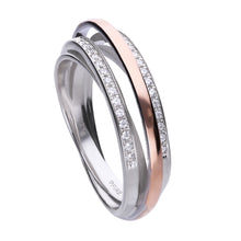 將圖片載入圖庫檢視器 Anello rosè in argento e zirconi ricoperto di platino Diamonfire Two-Tone
