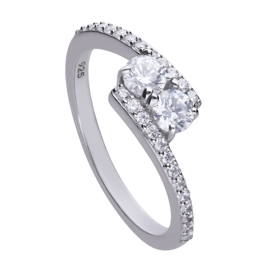 Anello in argento con doppio zircone ricoperto di platino Diamonfire Bridal