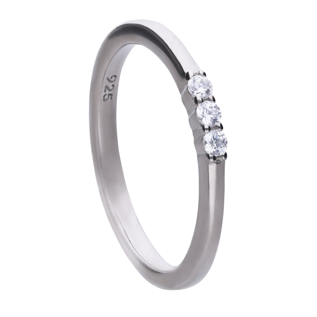 Anello mini trilogy in argento e zirconi ricoperto di platino Diamonfire 