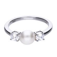 Carica l&#39;immagine nel visualizzatore di Gallery, Anello in argento con perla e zirconi ricoperto di platino Diamonfire Pearls
