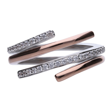 Anello rosè in argento e zirconi ricoperto di platino Diamonfire Two-Tone