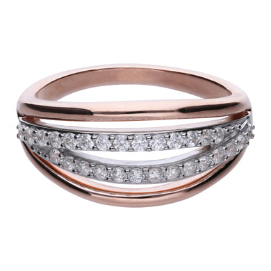 Anello rosè in argento e zirconi ricoperto di platino Diamonfire Two-Tone