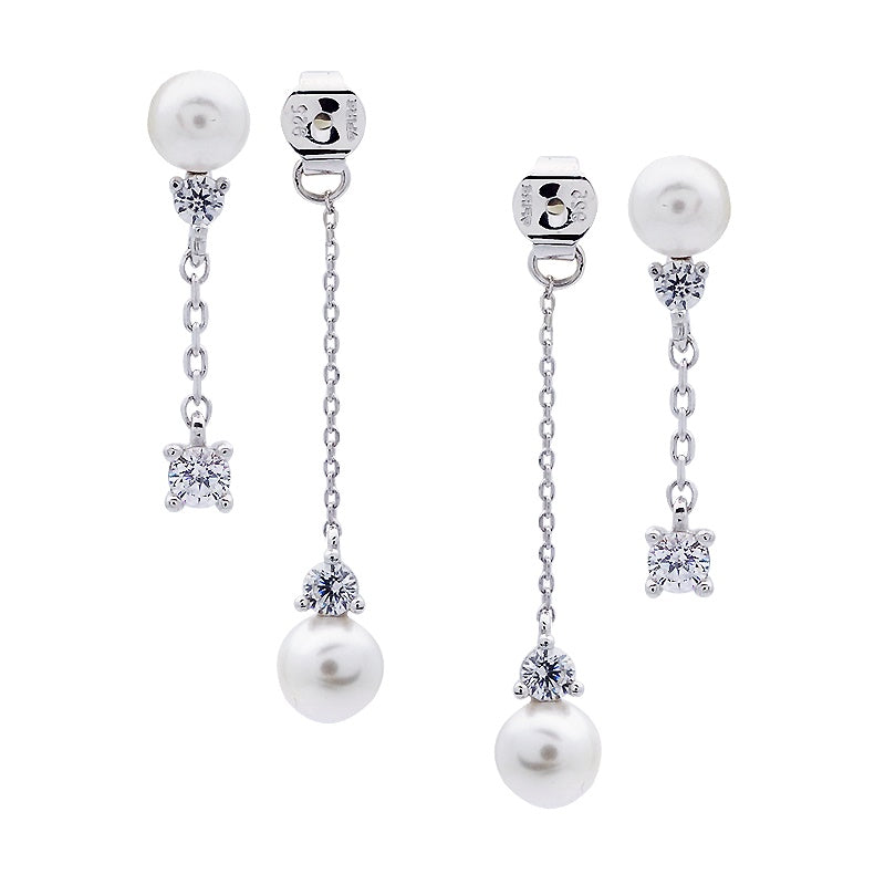 Orecchini Pearls Con Doppio Pendente