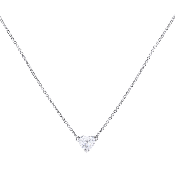 Collana cuore in argento e zirconi ricoperta di platino Diamonfire Bridal