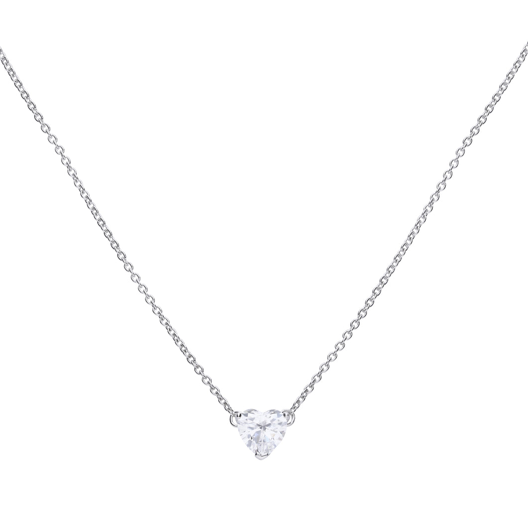 Collana cuore in argento e zirconi ricoperta di platino Diamonfire Bridal