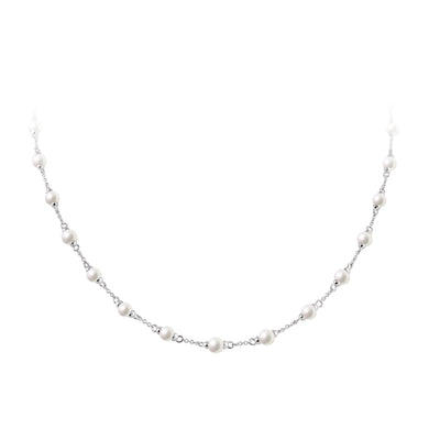 Collana perle in argento e zirconi ricoperta di platino Diamonfire