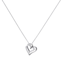 Load image into Gallery viewer, Collana doppio cuore in argento e zirconi ricoperta di platino Diamonfire Bridal
