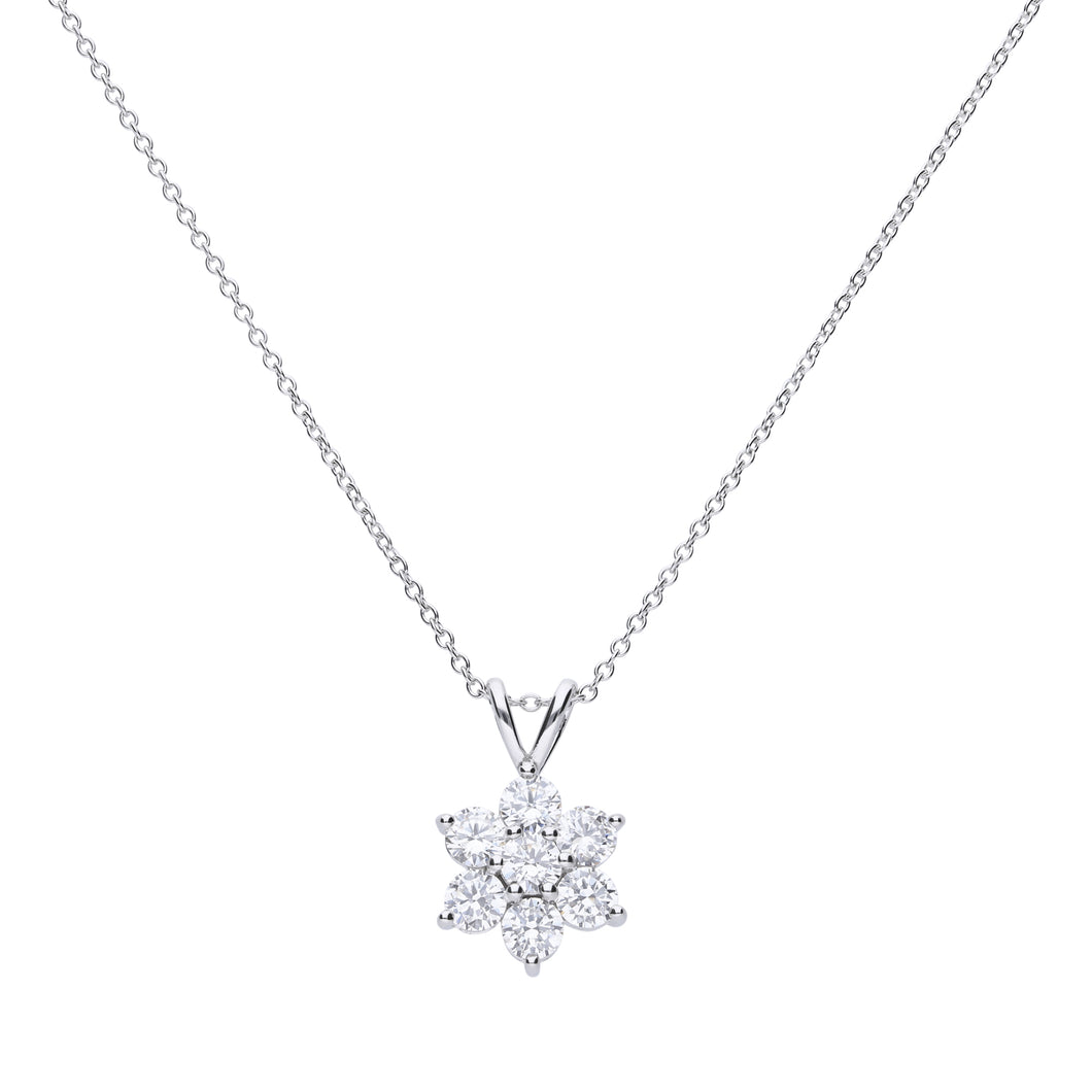 Collana fiore in argento e zirconi ricoperta di platino Diamonfire 