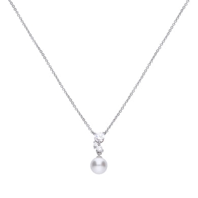 Collana con perla in argento e zirconi ricoperta di platino Diamonfire Pearls