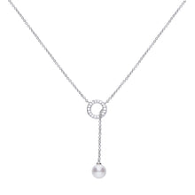 Carica l&#39;immagine nel visualizzatore di Gallery, Collana con perla in argento e zirconi ricoperta di platino Diamonfire Pearls
