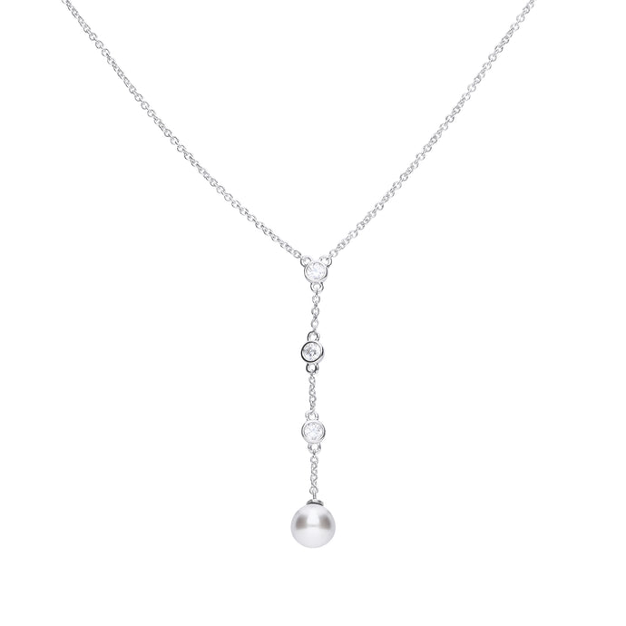 Collana con perla in argento e zirconi ricoperta di platino Diamonfire Pearls