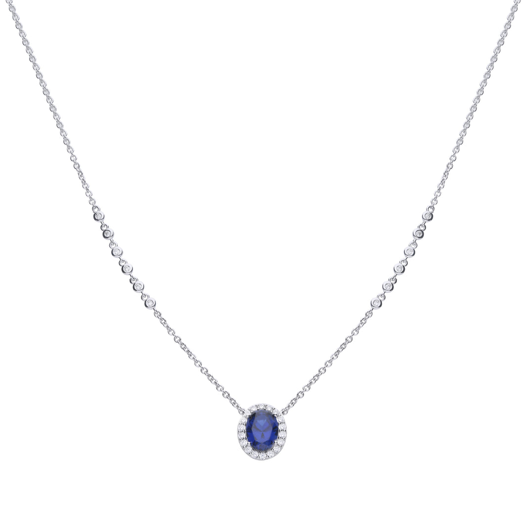 Collana blu in argento e zirconi ricoperta di platino Diamonfire Royal