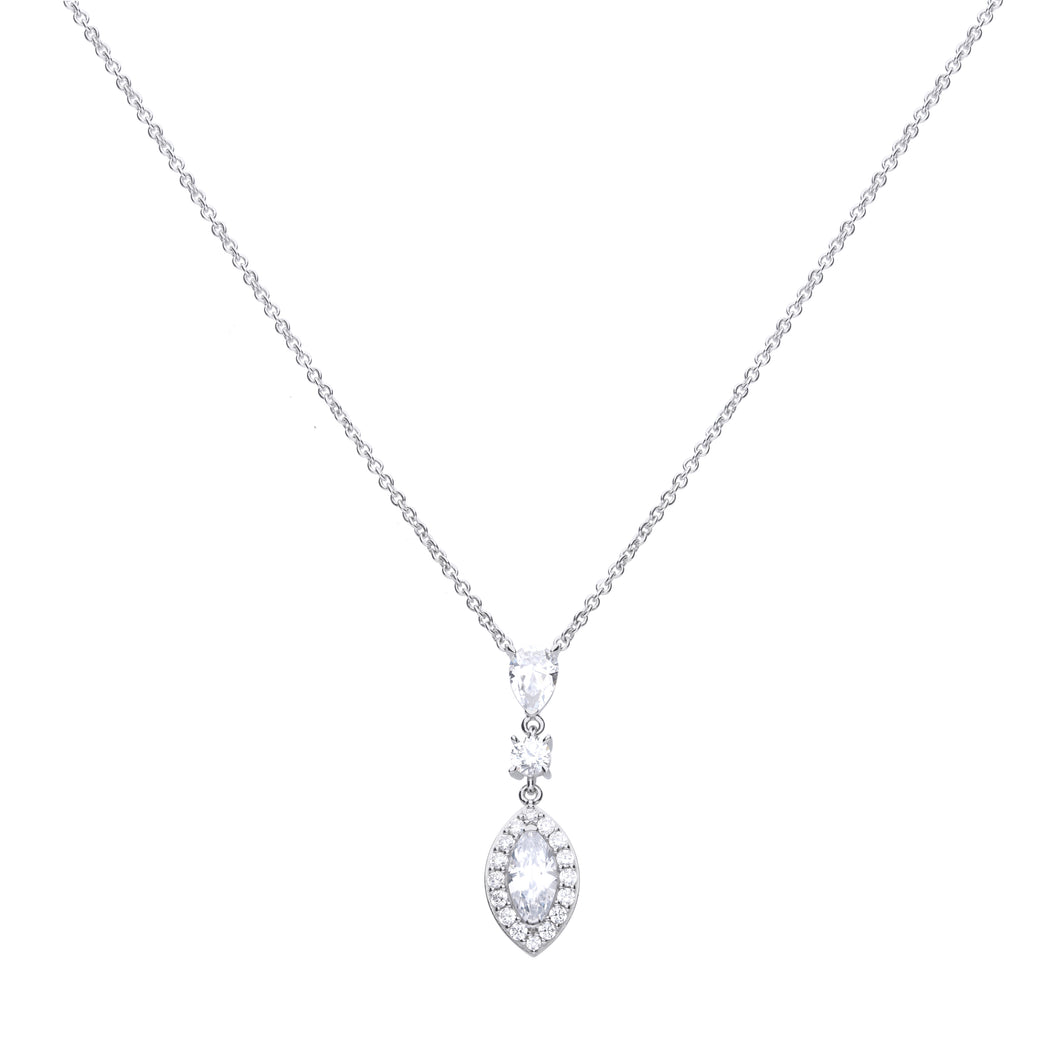 Collana goccia in argento e zirconi ricoperto di platino Diamonfire Bridal